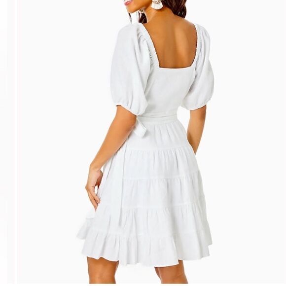 Lilly Pulitzer | Iralee White Linen Wrap Dress, size‎ 4 NWT - Picture 2 of 3